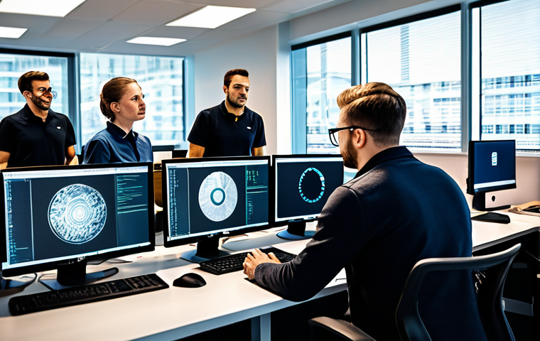 Secure Software Development Lifecycle**

"A team of software engineers collaborating in a modern office, working on code with integrated security tools displayed on their monitors, fully clothed, appropriate attire, demonstrating static analysis, fuzzing, and SBOM integration, safe for work, perfect anatomy, natural proportions, professional illustration, high quality, family-friendly."

**