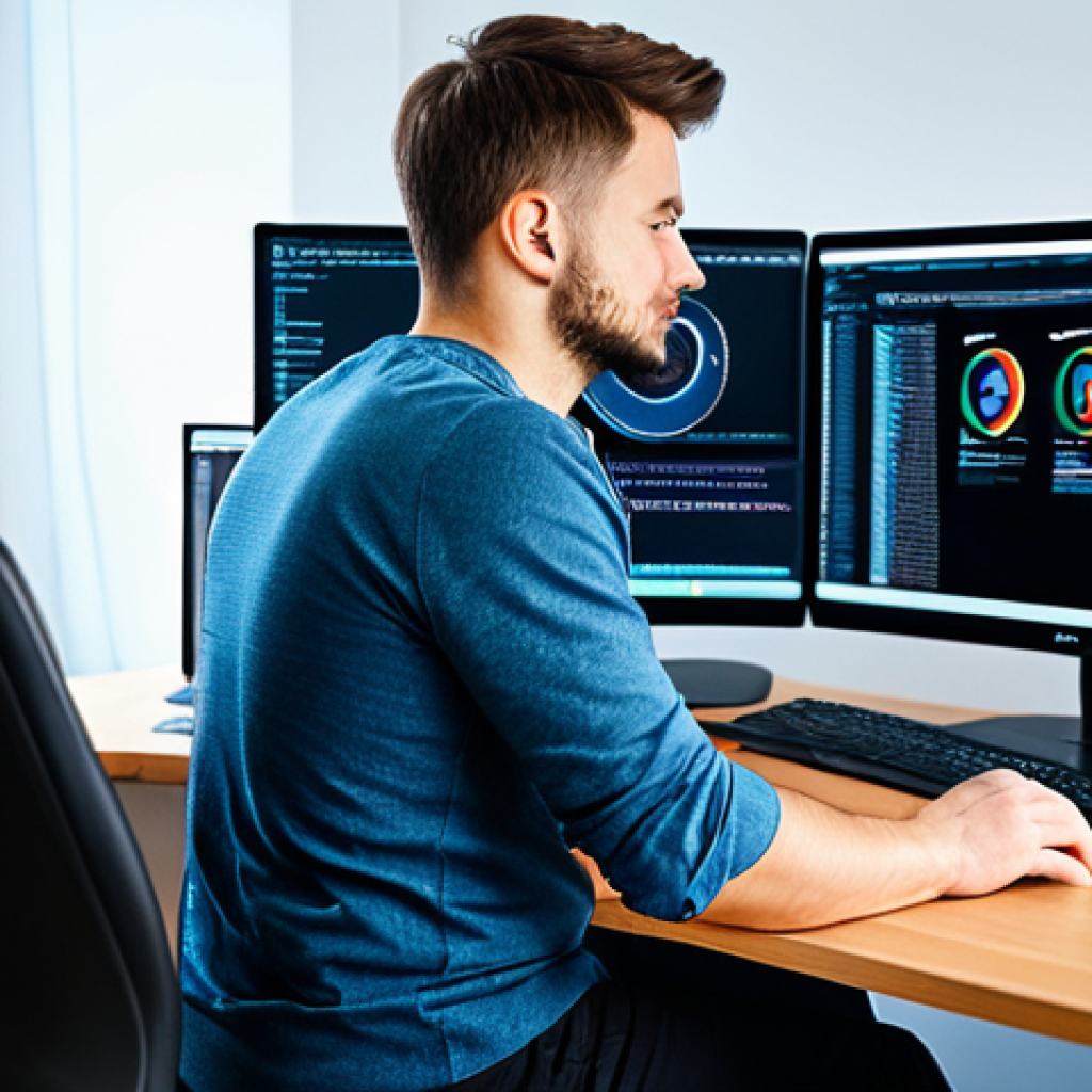 Software Developer - Code Hygiene Focus**

"A professional software developer, fully clothed in a comfortable but modest outfit suitable for an office, working at a clean desk with multiple monitors displaying code, perfect anatomy, well-formed hands, natural pose, modern Warsaw office environment, appropriate content, safe for work, professional."

**