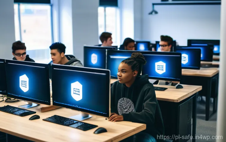 소프트웨어 공급망 보안의 산업별 사례 연구 - A focused female cybersecurity expert in her late 20s, with short, stylish hair, intensely monitorin...